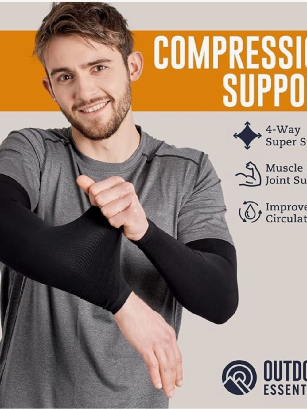 UNISEX UV Sun Protection Compression Arm Sleeves -Cooling Athletic